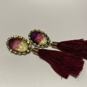 burgundy handmade statement earrings